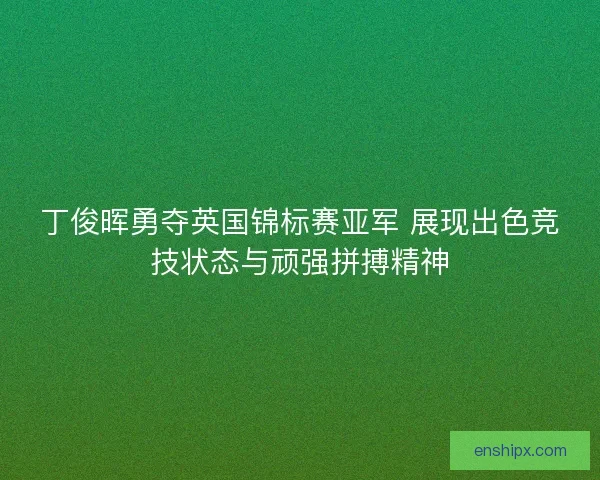 丁俊晖勇夺英国锦标赛亚军 展现出色竞技状态与顽强拼搏精神